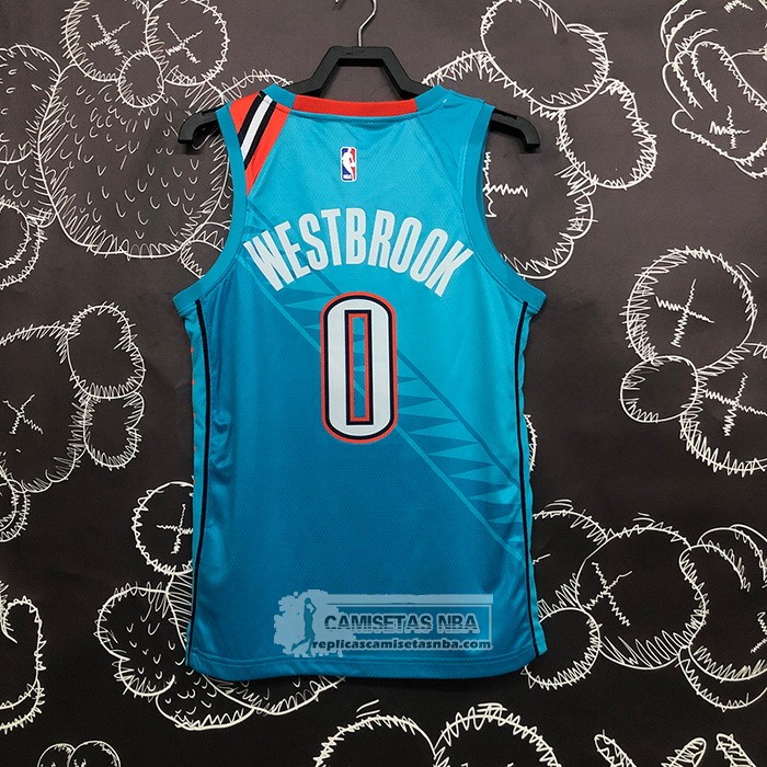 Camiseta Oklahoma City Thunder Russell Westbrook NO 0 Ciudad 2018-19 Azul